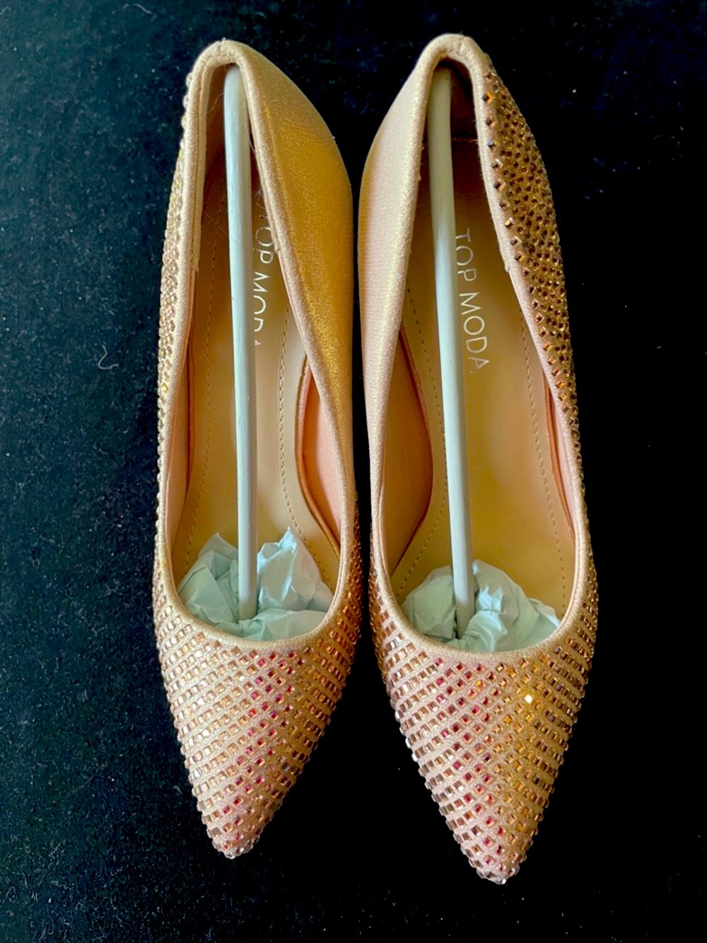 PROM Women’s NWOT TOP MODA rhinestone pointed toe stiletto pumps Sz 6.5